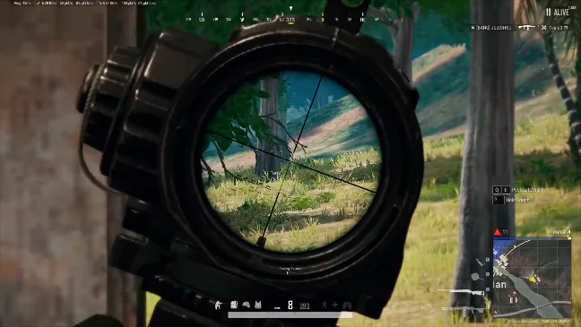 PUBG sniper scope view during long-range aim